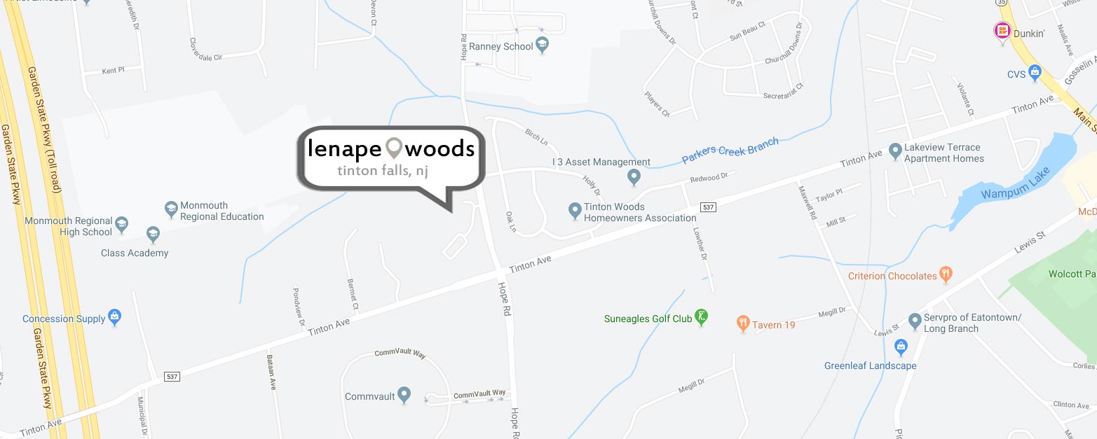 Map of Lenape Woods in Tinton Falls